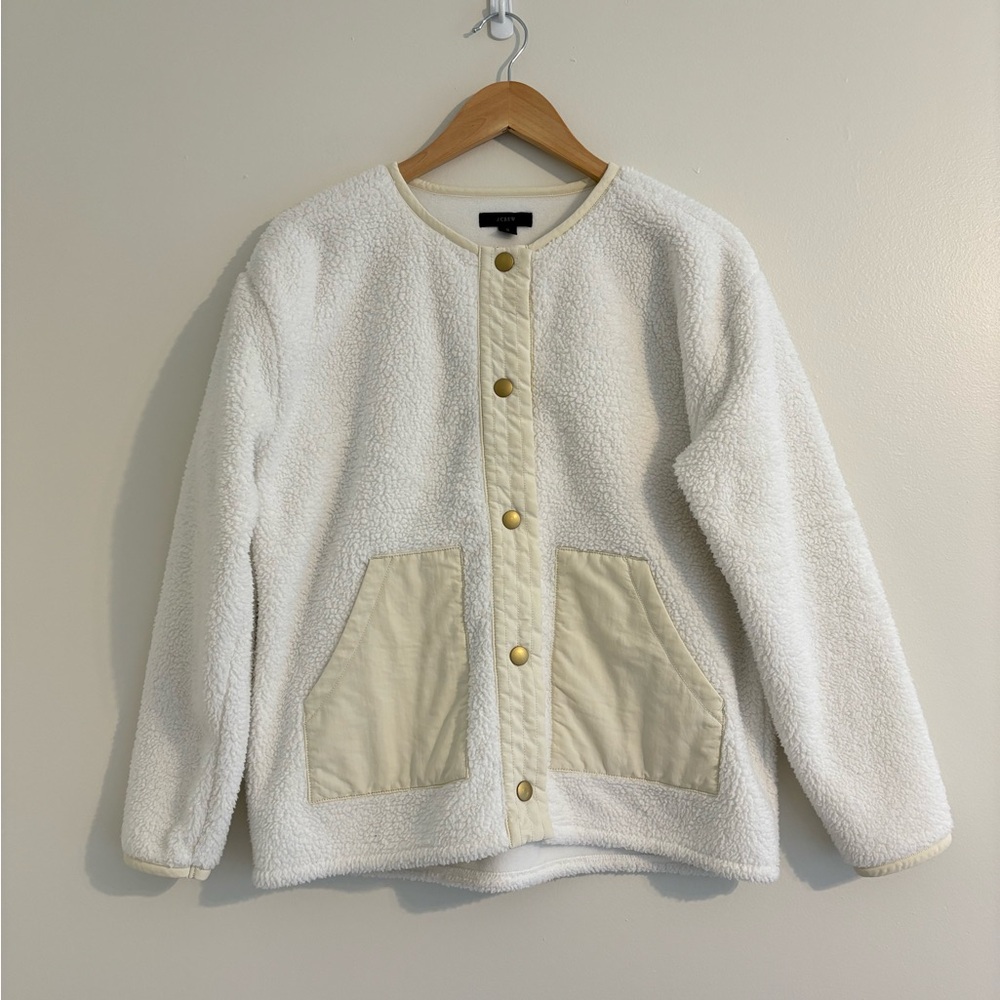 J Crew white fleece jacket